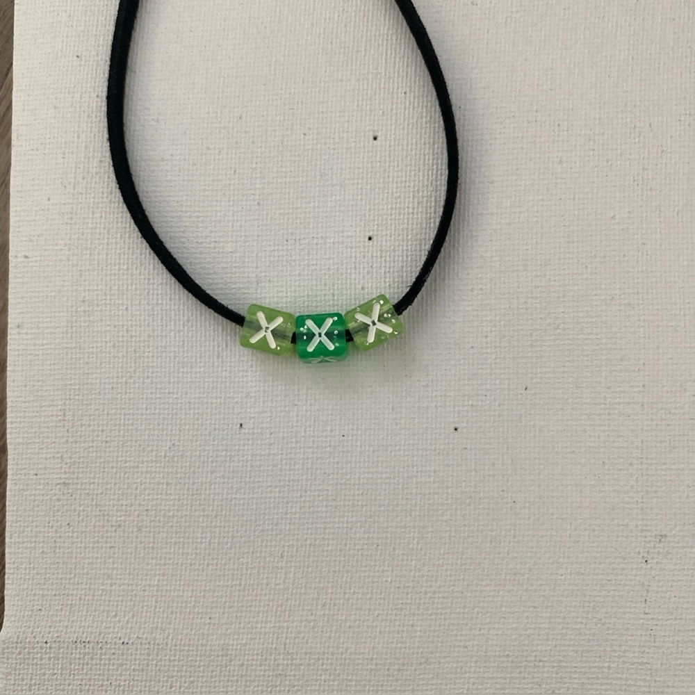 Rainbow square bead colorful choker ‘xxx’ faux suede black ddlg / 3 for $15